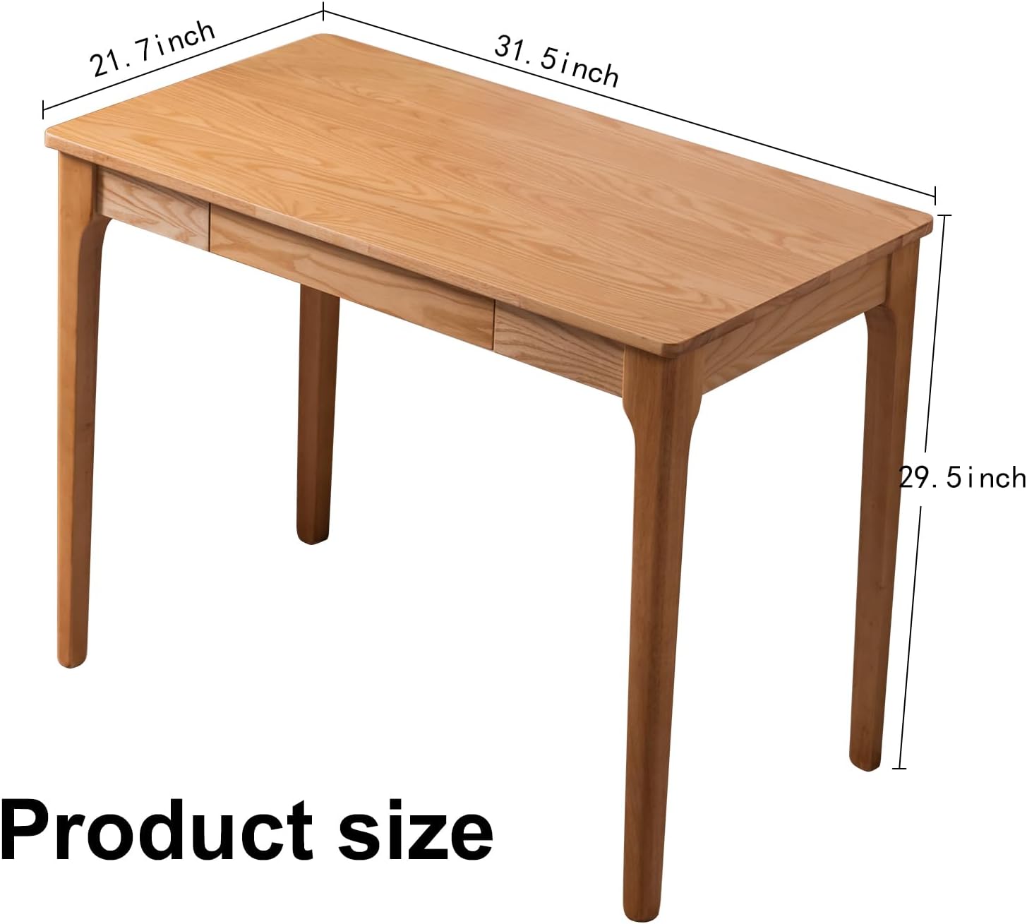 Solid Wood Home Office Desk with Drawers for Small Spaces & Gaming Study Bedroom Wood Color 31.5-Inch Zevon