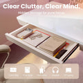 Electric Adjustable Glass Standing Desk with Drawers & USB Charging Ports White 35"x20" Zevon