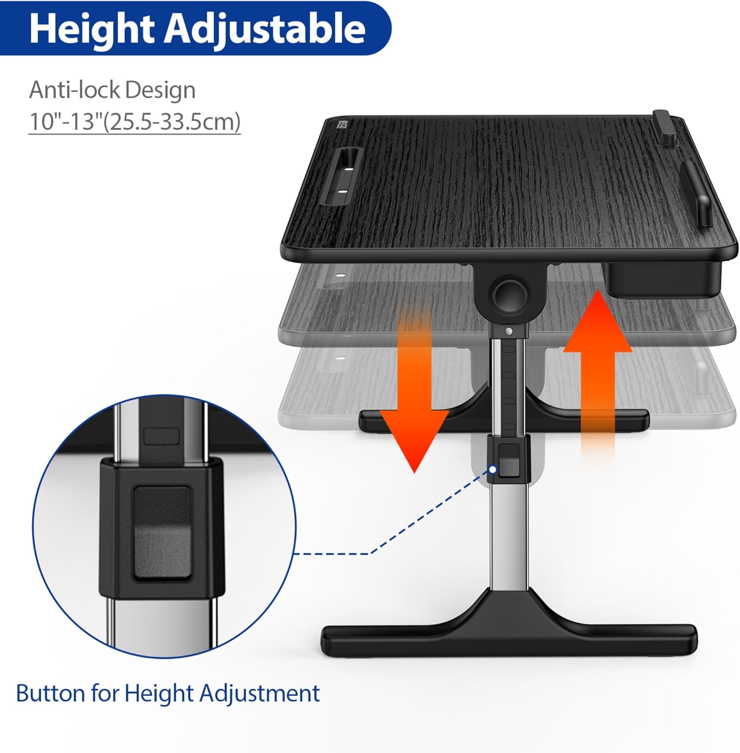 LT05 Adjustable Portable Laptop Lap Desk Foldable Standing Bed Tray for Sofa Reading & Writing Medium Black Zevon