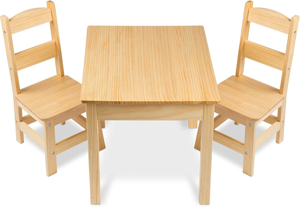Premium Solid Wood Kids Table and 2 Chairs Set for Toddler Playroom & Montessori Classroom Ages 3+ Zevon