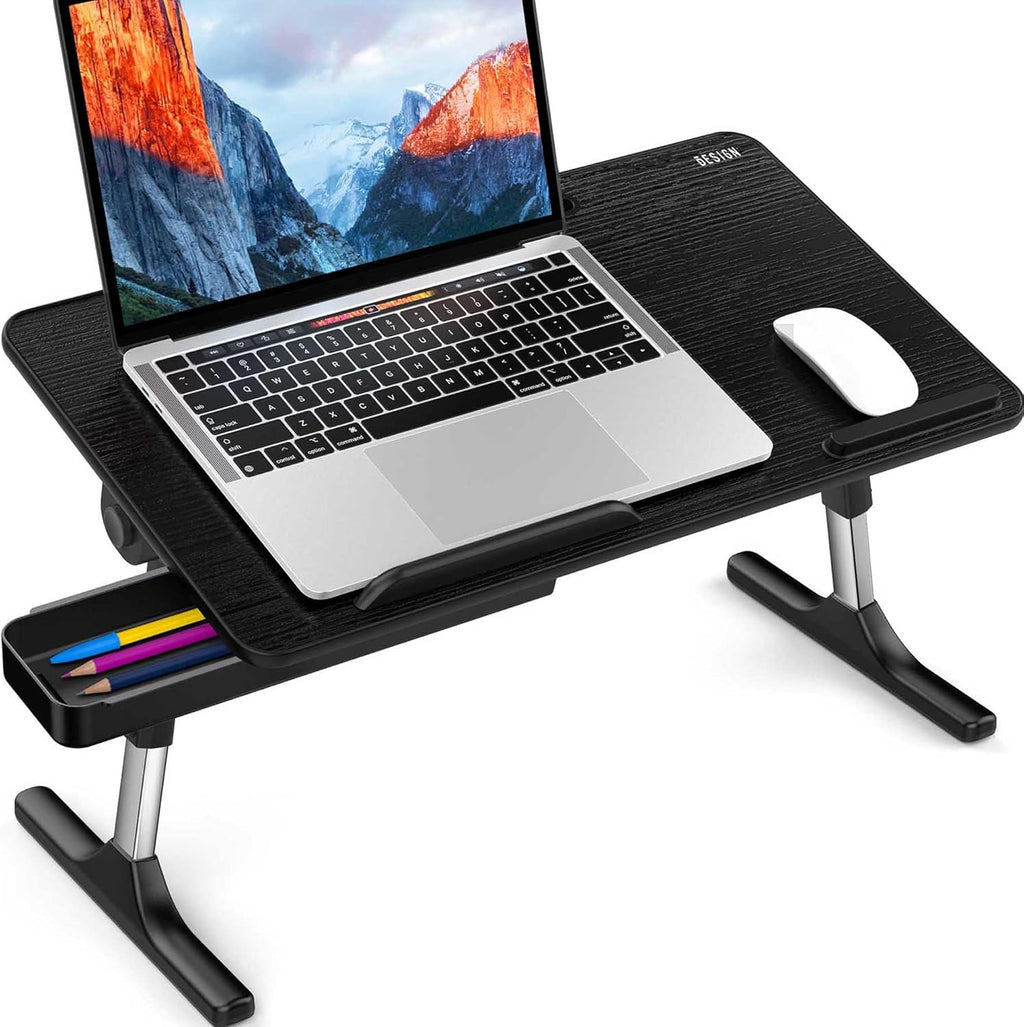 LT05 Adjustable Portable Laptop Lap Desk Foldable Standing Bed Tray for Sofa Reading & Writing Medium Black Zevon