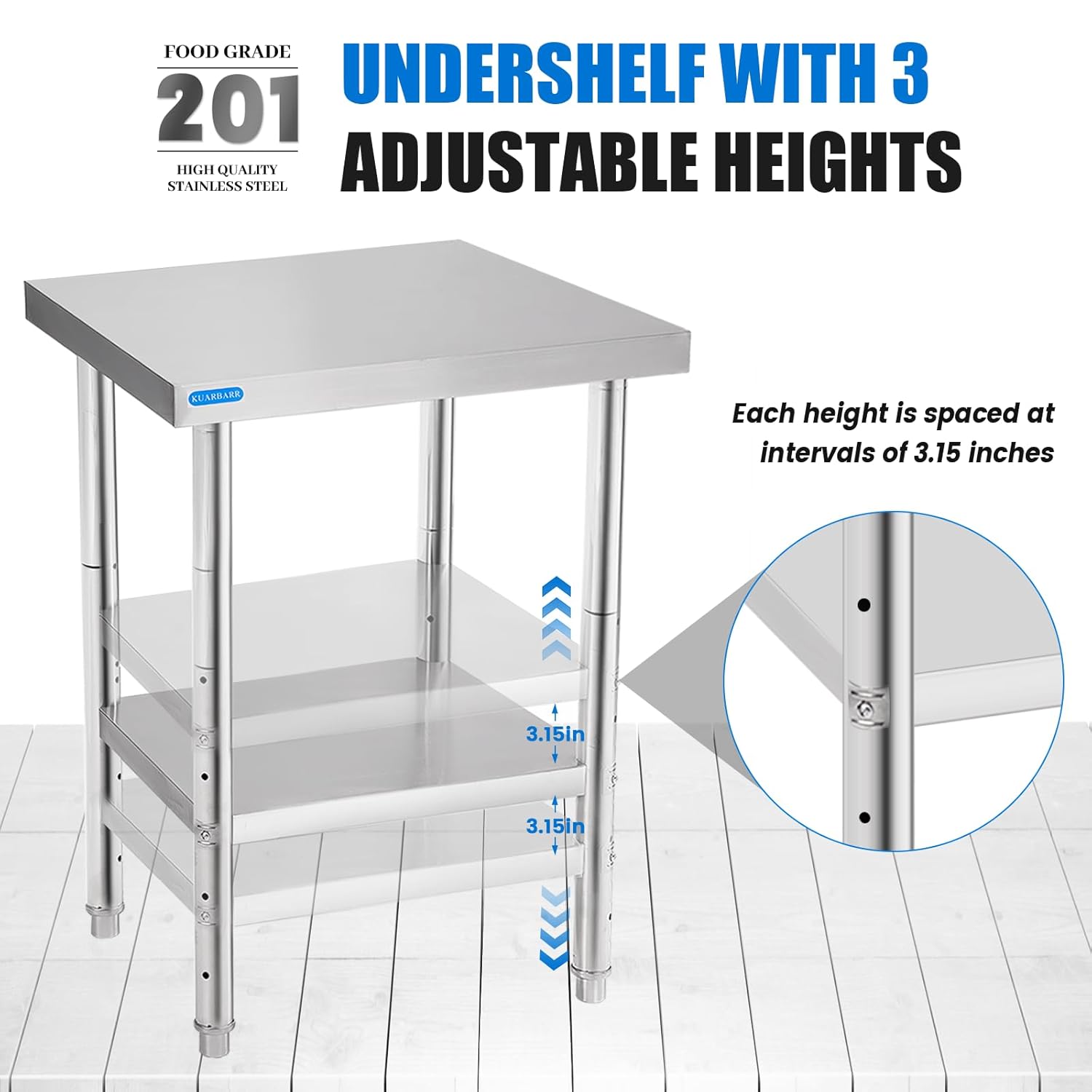 18x24-Inch Stainless Steel Commercial Kitchen Prep & Work Table with Adjustable Undershelf NSF Zevon
