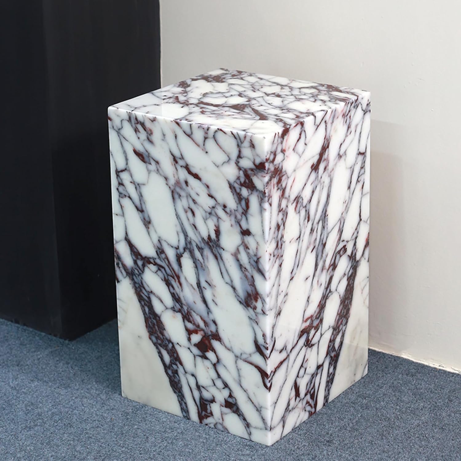 Luxury Calacatta Viola Marble Square Side End Table for Modern Sofa & Bed Living Room Bedroom Zevon