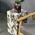 Luxury Calacatta Viola Marble Square Side End Table for Modern Sofa & Bed Living Room Bedroom Zevon