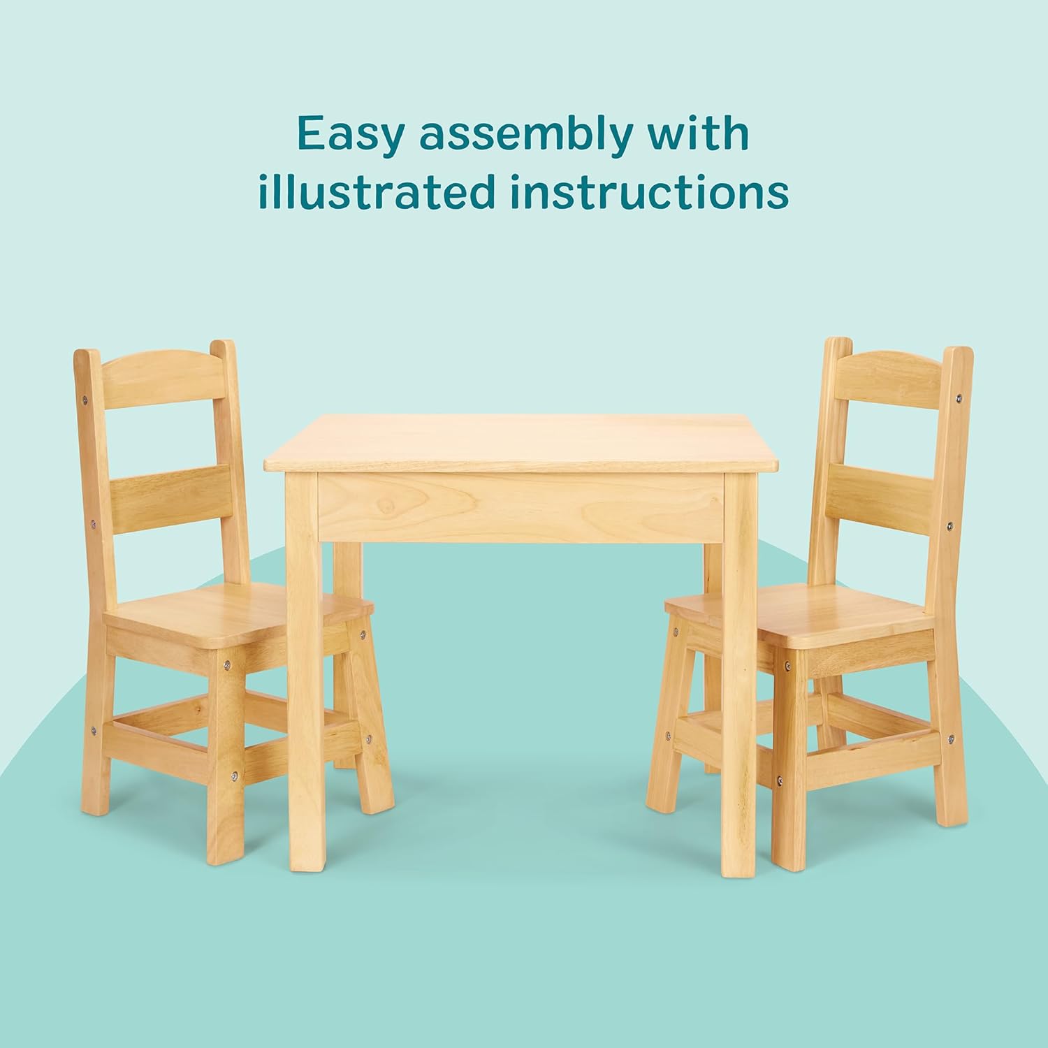 Premium Solid Wood Kids Table and 2 Chairs Set for Toddler Playroom & Montessori Classroom Ages 3+ Zevon