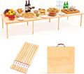 90"x30" Boho Wooden Portable Folding Low Outdoor Picnic Table with Adjustable Height for Floor Seating Zevon