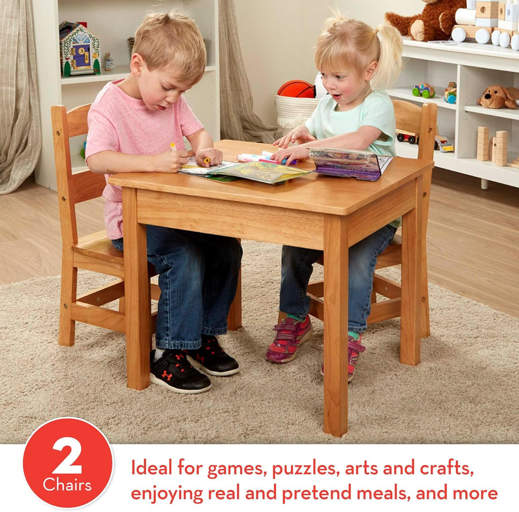 Premium Solid Wood Kids Table and 2 Chairs Set for Toddler Playroom & Montessori Classroom Ages 3+ Zevon
