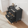 25.6-Inch Black Fluted 3-Drawer Modern Wood Nightstand Bedside End Table with Robot-Friendly Legs Zevon